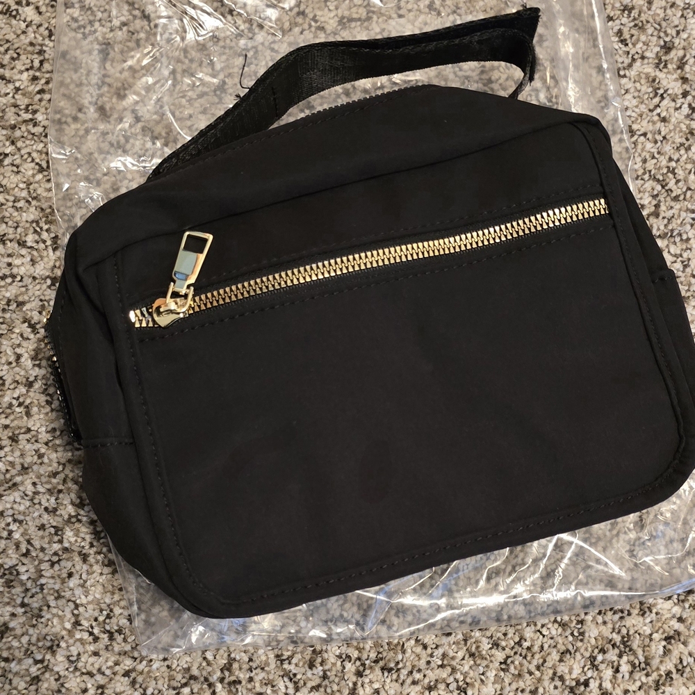 Black Baby Bag with Gold Zipper